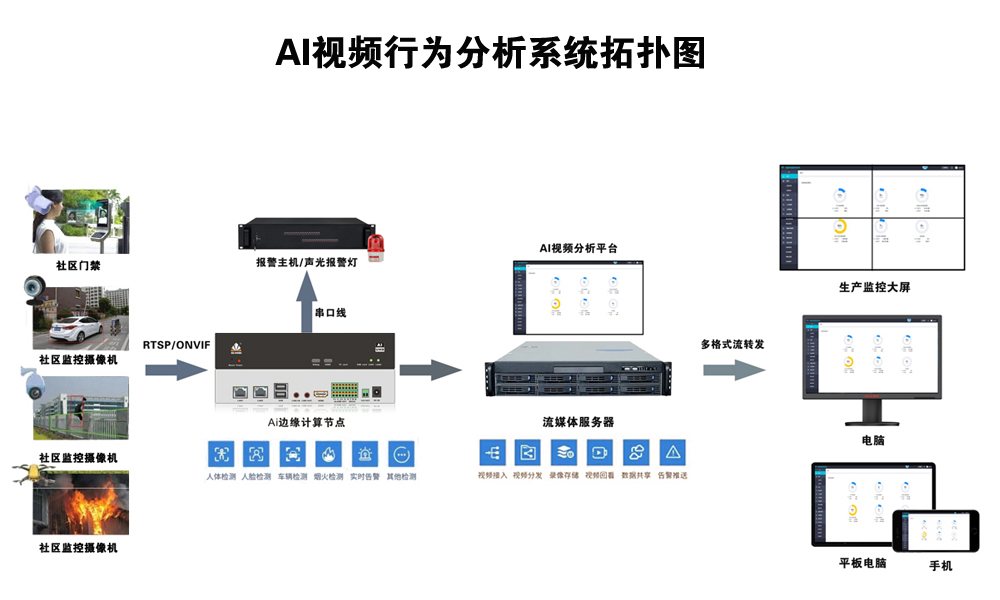 AI视频行为分析系统拓扑图